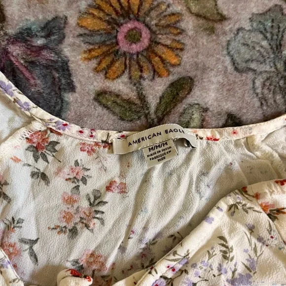 American eagle floral dress - Cream with Red and Purple Accents - Picture 2 of 3